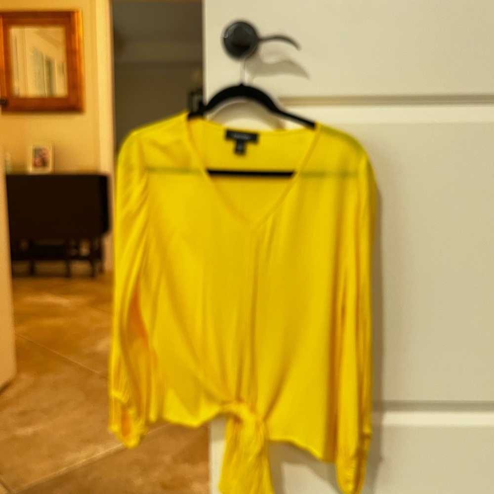 Karen Kane Yellow Tie Front Blouse